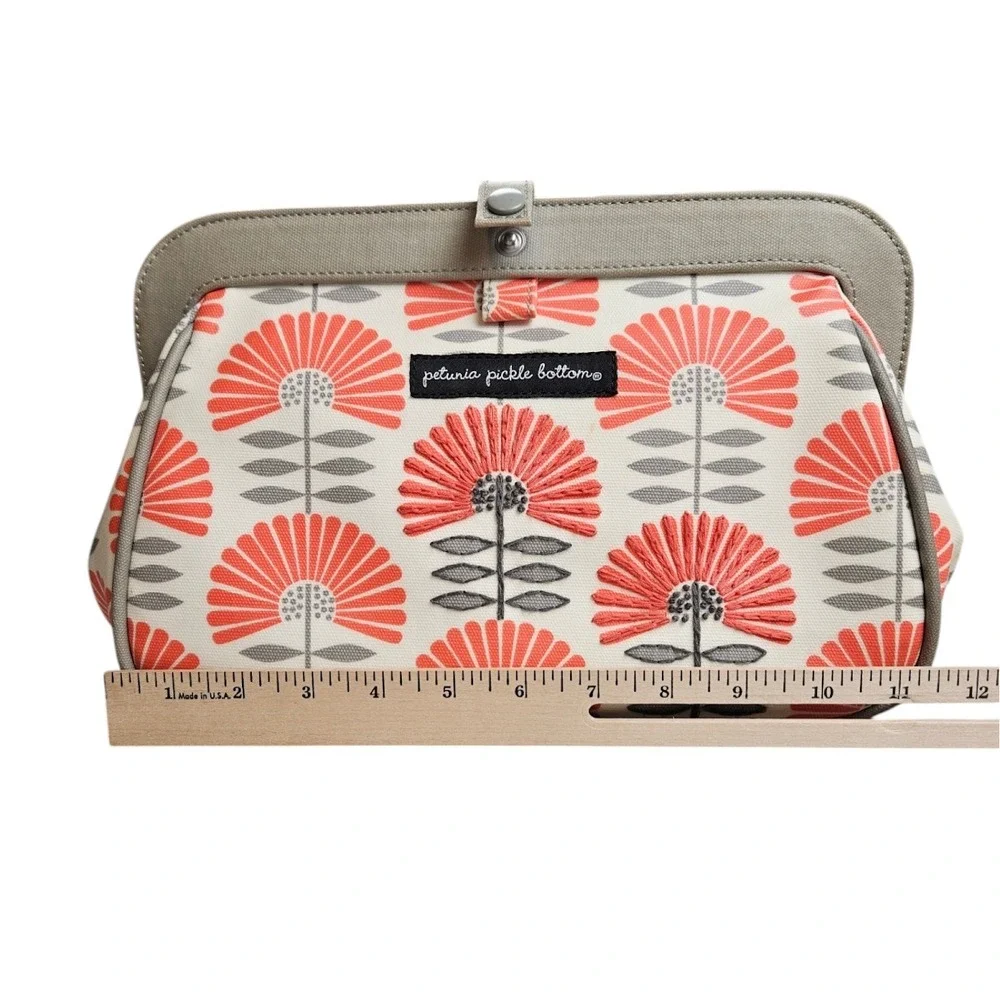 Petunia Pickle Bottom Diaper Bag Red Orange‎ Coral Shoulder Floral Waterproof